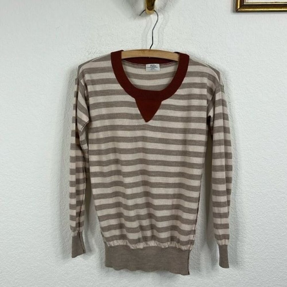 Madewell Striped Wallace Merino Wool Crew Neck Sweater